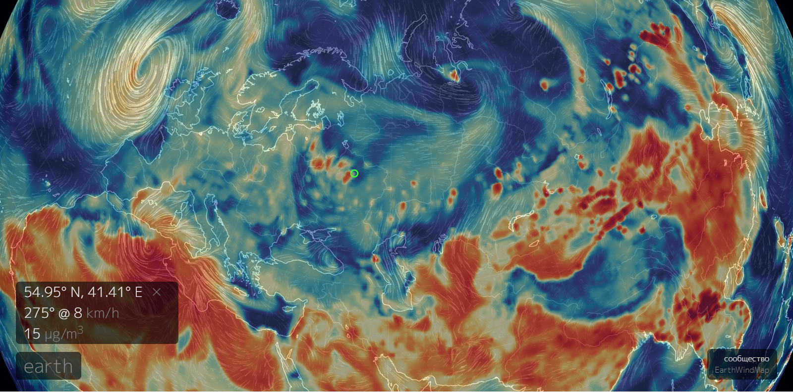 Мировая карта загрязнения воздуха онлайн